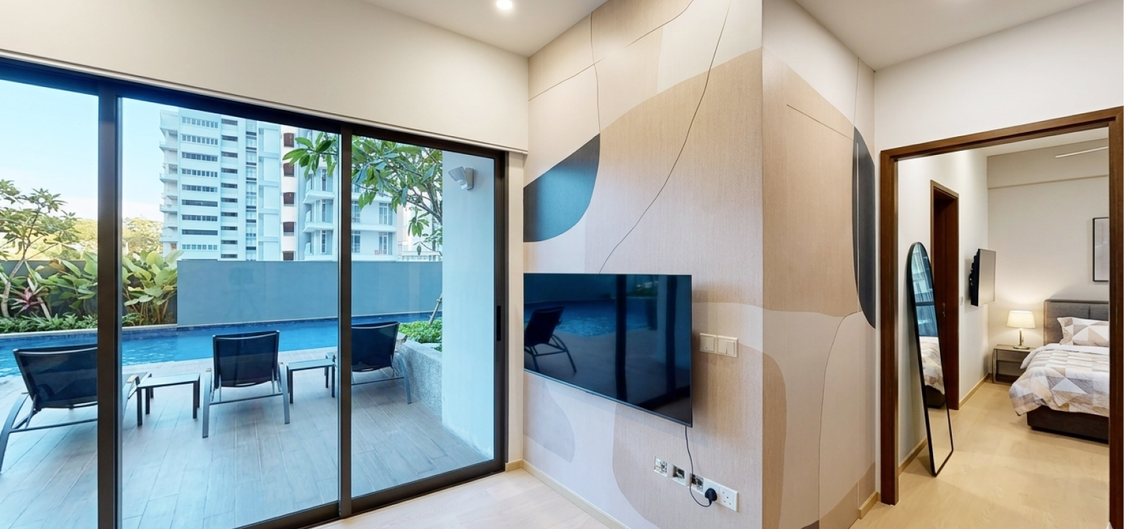 Tv wall and storage room wallpaper